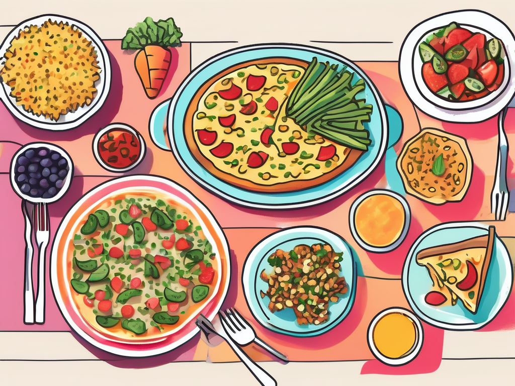 A colorful spread of healthy comfort food dishes